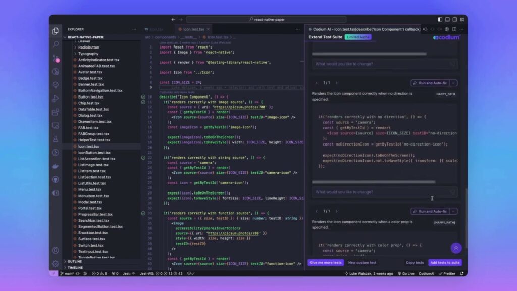 Extend React Native Test Suite With AI - Use qodo's VS Code Plugin With React Native Paper
